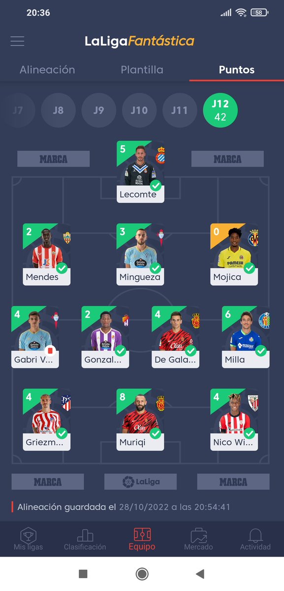 Resumen de mi jornada en <a href="/FantasyLaLiga/">Fantasy LALIGA</a>: Liga de amigos, #TheBestFantasy The Máster Gr.1, mi mejor liga pública y la mítica Liga Fantástica. 
#LaLigaEsFantasy