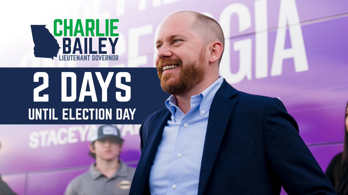 Election Day is on Tuesday, just 2 days away. I'm ready to serve as your next Lt. Governor - I'll uphold democracy, defend a woman's right to choose, and fight for quality affordable healthcare throughout the state. I hope you'll join me in this fight. charlieforgeorgia.com