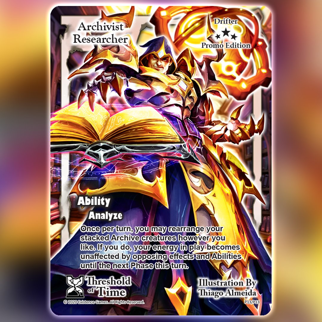 This is it - the FINAL new promo card for the year: "Archivist Researcher"! ✨

You can get a playset of this card for FREE with any order in our store during Nov 2022: exodus-tcg-store.squarespace.com/shop

Play on! #ExodusTCG #tradingcardgame #tradingcards #TCG #CCG #tabletopgaming #gaming