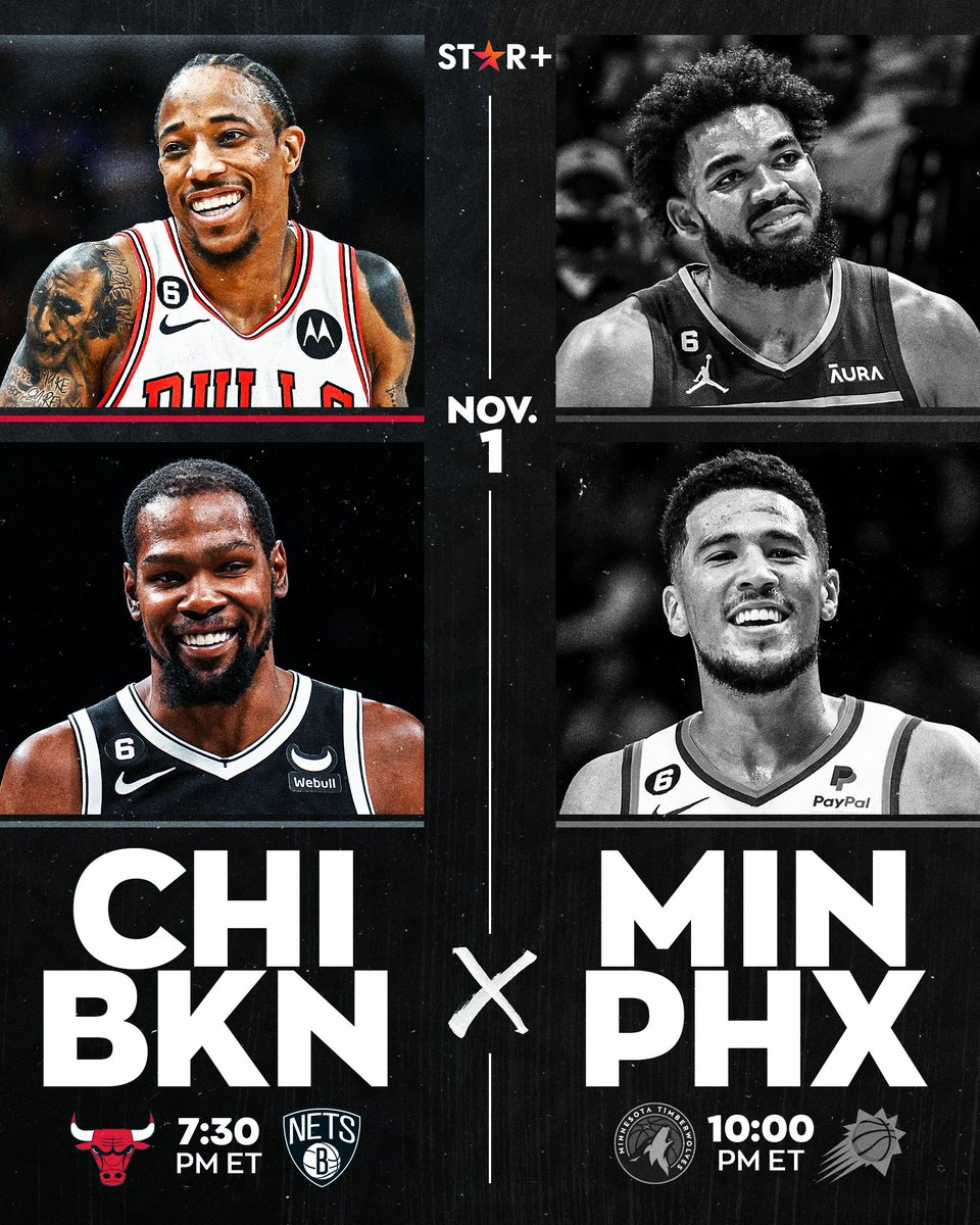 🏀 #NBA | @chicagobulls (#BullsNation) vs. @BrooklynNets (#NetsWorld)
🎙 Relator: @SebastianMCESPN
🎙 Comentarista: @obricio7
20:30 🇦🇷🇺🇾🇨🇱🇵🇾
19:30 🇧🇴🇻🇪🇩🇴
18:30 🇨🇴🇵🇪🇪🇨🇵🇦🇲🇽
17:30 🇳🇮🇬🇹🇸🇻🇨🇷🇭🇳
💻📱 @StarPlusLA
🤳 #NBAenStarPlus - #ESPNenStarPlus
Dale RT 🔃