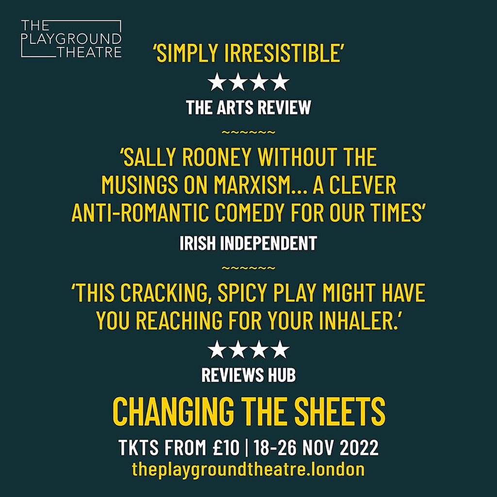 harrymcbutler's tweet photo. Changing the Sheets is back! One last run out @PlaygroundW10 18th-26th November before I put those chinos to bed. @rachelfeeney96 playing Patti once more and directed by Anthony Biggs. I can’t wait! https://t.co/JZUoRLtQNj