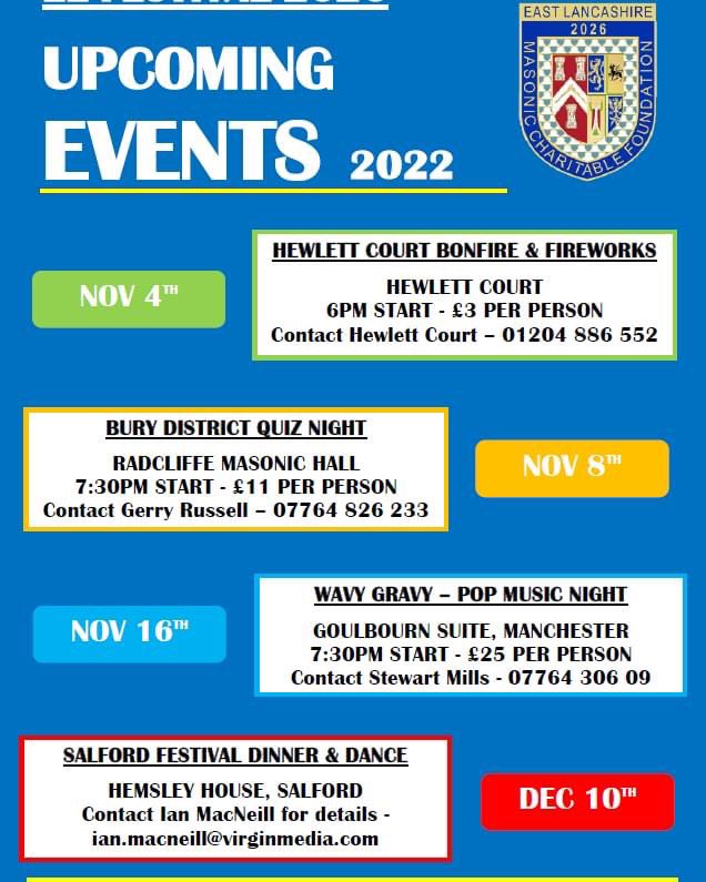 *Upcoming EL Festival 2022 Events*

The support of these events is greatly appreciated to aid in raising money for the East Lancashire Festival 2026.

#elfestival2026
#elfestival2026events