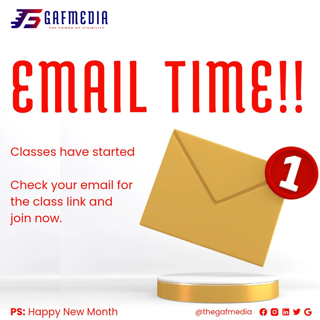 thegafmedia's tweet photo. It's Email Time!!!
You've just received an email. Classes have started.
Don't miss this opportunity to learn graphics design for FREE.
Check your email for your invite link and join the classes.
.
.
.
#gafmedia #graphicsdesigntraining #freetraining #design #email https://t.co/usb91dis6w