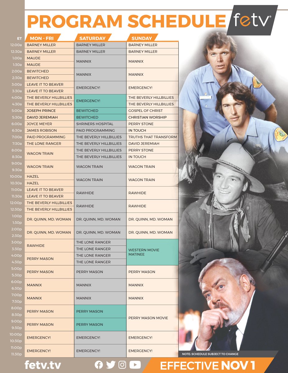 FETV on Twitter "🚨 New schedule begins today! 🚨 🔎 PerryMason returns