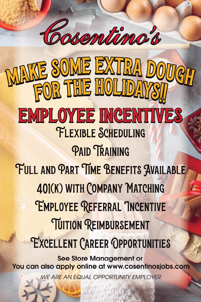 Looking for some extra dough this holiday season? Join our Cosentino's team! Visit cosentinosjobs.com to learn more and apply today.

#hiring #jobs #KansasCityJobs