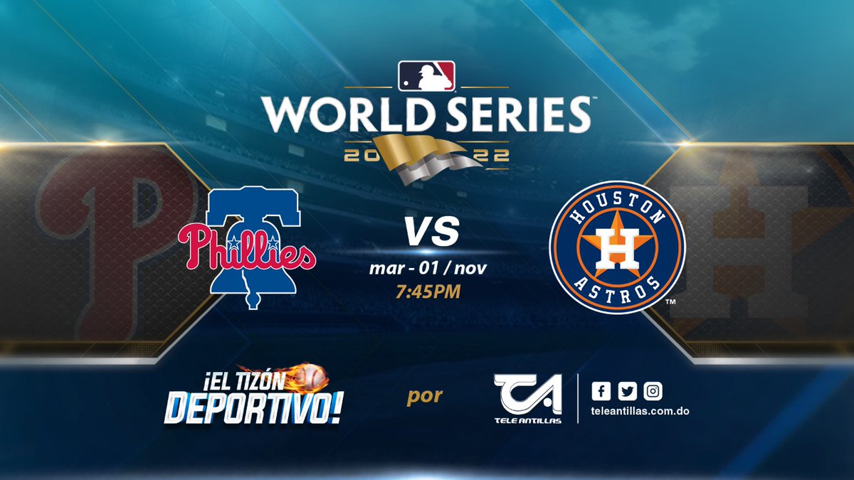 TeleAntillas10's tweet photo. No te pierdas ahora mismo En vivo desde Houston #LaSerieMundial2022 en #ElTizonDeportivo el partido #FilisdeFiladelfia Vs #AstrosdeHouston, sintoniza por #Teleantillas🔥🔥.
También lo puede ver descargando nuestra App #Telestreaming📱
#SerieMundial2022 #Teleantillas https://t.co/Z2krSkag4y