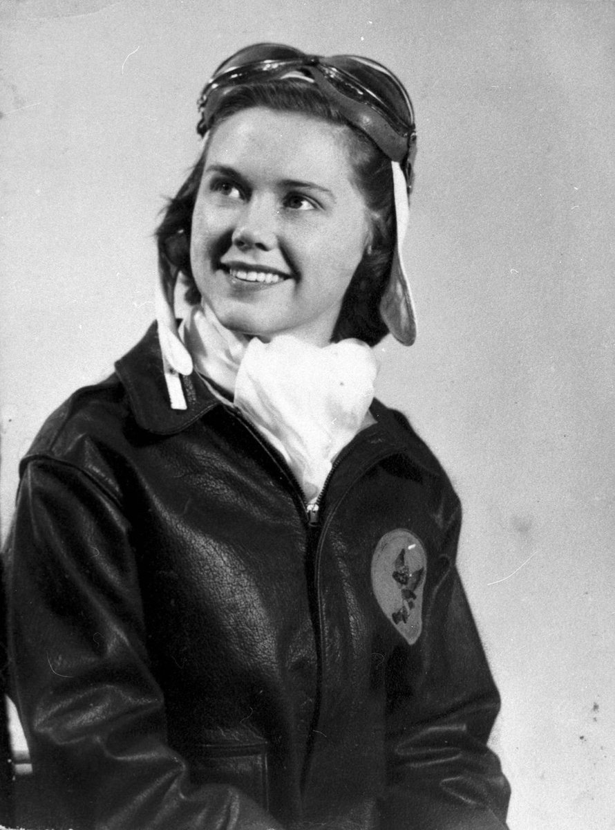 TracesofTexas's tweet photo. Women Airforce Service Pilots (WASP) pilot Susie Winston Bain at  Avenger Field in  Sweetwater back in May, 1944.  WASP was a civilian women pilots' organization that was created to fly planes in the U.S. in order to free male pilots for combat roles during World War II. https://t.co/MZy16E3uGD