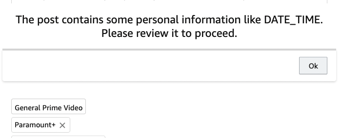 lifesmyth's tweet image. @AmazonHelp 
Fix your automated help system!
There is no personal information in my request for help. I've been 45 minutes trying to figure out something.
I finally go to the user forums &amp;amp; compose a message. I get this BS that blocks me.
I don't know what you don't like!
#CSfail