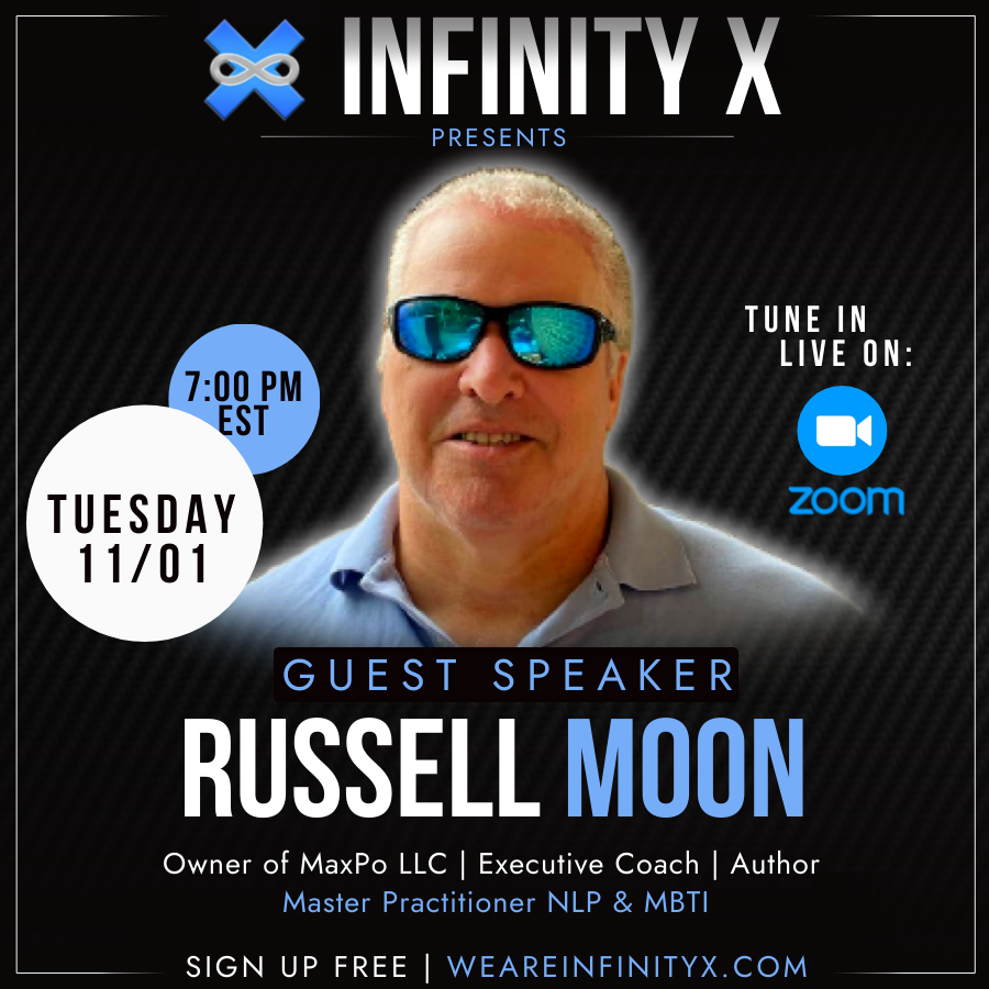 InfinityXTeam's tweet photo. Everyone has something special inside of them. Don't miss @russmoon tonight on @weare_infinityx  podcast to learn how to unlock YOUR true potential! 

Register now to catch this amazing conversation! 
Click link in bio! 👊☑️ https://t.co/q5BgYpeXOr
