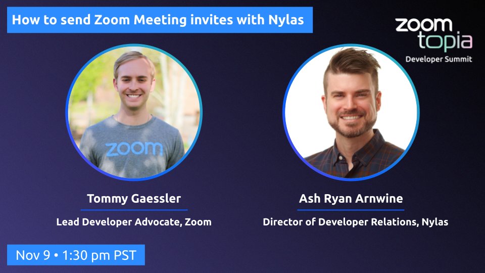 Gary Gaessler (@ggaessler) on Twitter photo Learn how to easily build & send <a href="/Zoom/">Zoom</a> calendar invites in your SaaS app with <a href="/nylas/">Nylas</a> at Zoomtopia! <a href="/ashryan_io/">Ash | ashryan@indieweb.social</a> and <a href="/tommygaessler/">Tommy Gaessler</a> have a dynamo developer session lined up!!! Learn how to easily build & send <a href="/Zoom/">Zoom</a> calendar invites in your SaaS app with <a href="/nylas/">Nylas</a> at Zoomtopia! <a href="/ashryan_io/">Ash | ashryan@indieweb.social</a> and <a href="/tommygaessler/">Tommy Gaessler</a> have a dynamo developer session lined up!!!