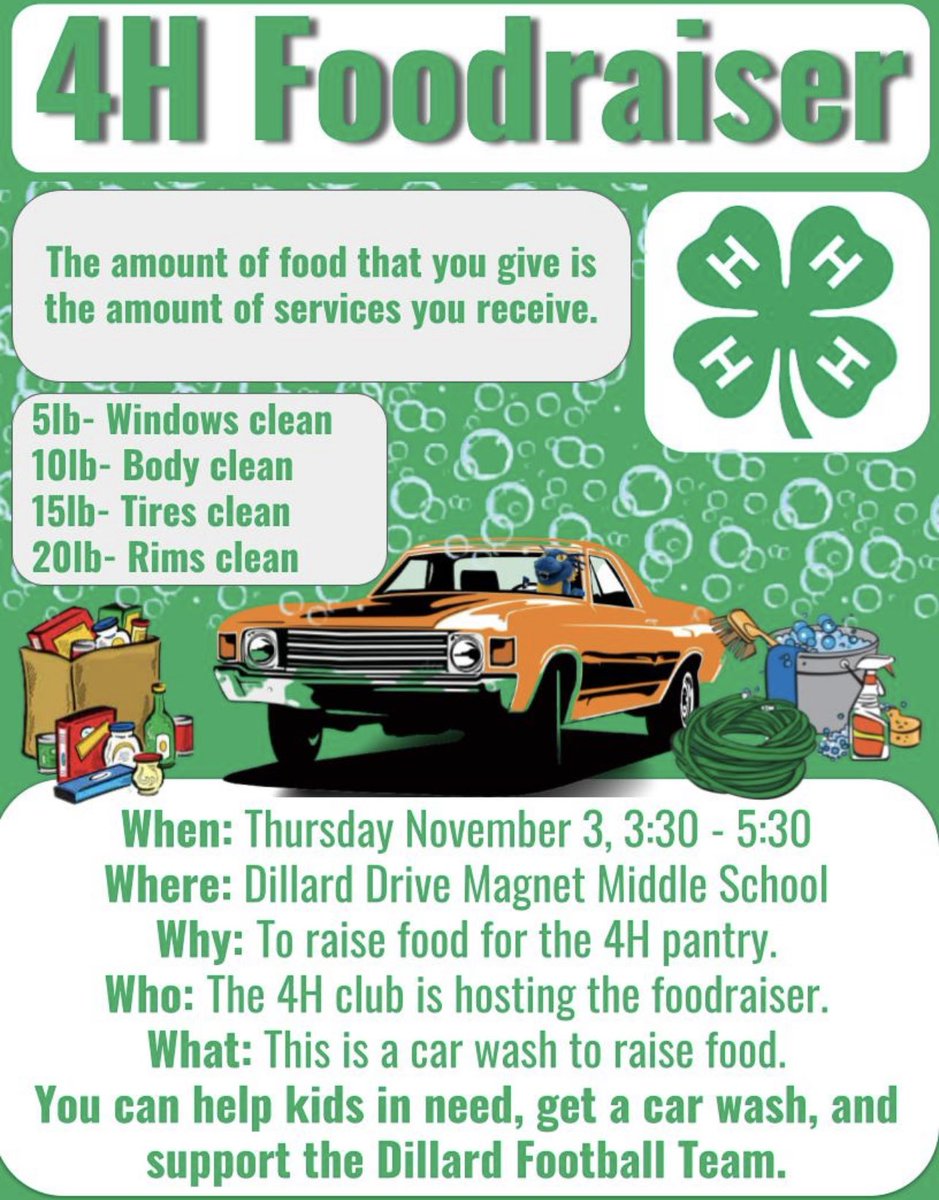 DDMMSWorldLang's tweet photo. Need a car wash? Dragons got you covered! 🐉 

Please support our DDMMS 4H food drive starting November 3th. https://t.co/LFtfv10xYx