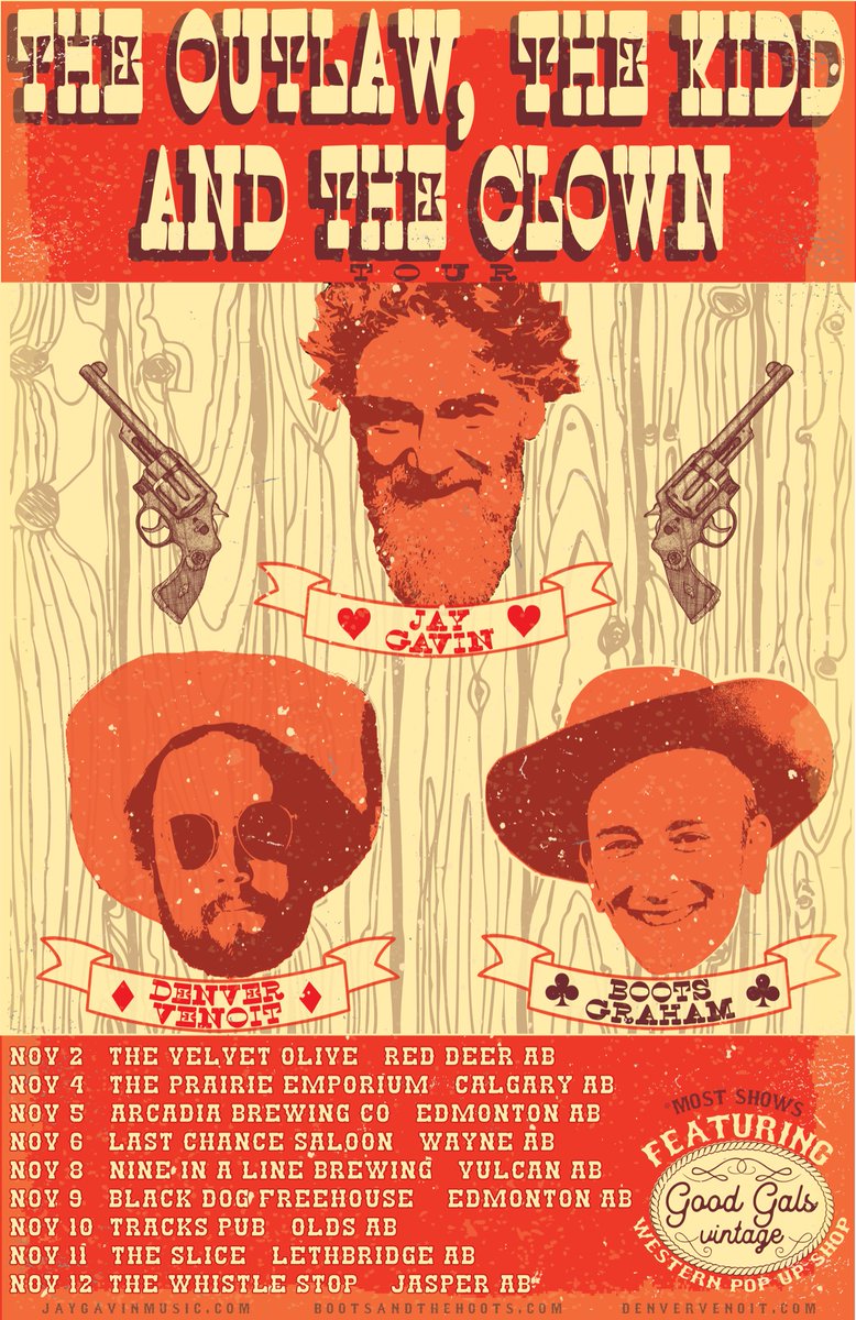 Tour starts tomorrow! Calgary! Red Deer! Edmonton! Vulcan! Drumheller! Lethbridge! Olds! Jasper!