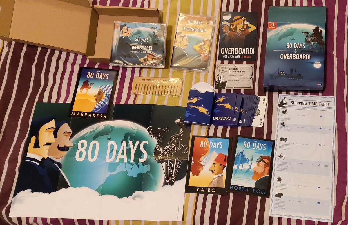 PVBuk's tweet photo. @RealStrictlyLTD @NintendoUK @inkleStudios Special Edition unboxed.
Should’ve tagged @ININ_Games in the original Tweet. Sorry. 😋❤️
Photo attached shows the entire contents spread out.
See alt-text for details.
#OverboardGame #80Days
@inkleStudios
@RealStrictlyLTD https://t.co/O0heTRx8Kc