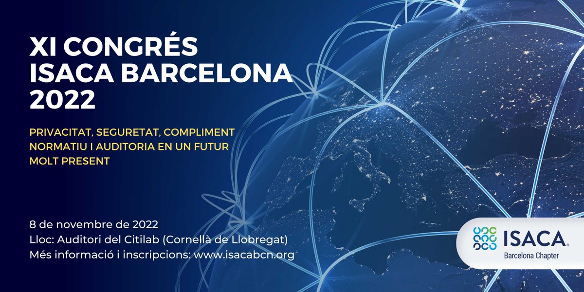 ISACABCN's tweet photo. José Luis Colom @JLColomPlanas nos contará el camino hacia la #certificación del #ENS en el congreso de ISACA Barcelona 
#ISACABCNCON22
📅 8/11 en @citilab 
⌨ + info e inscripciones: 
https://t.co/LOe2leAblt https://t.co/R1KRg0ZCCV