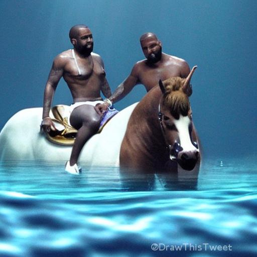 @Liphshit 'Kyrie and Kanye riding underwater unicorn' by AI (StableDiffusion) Watermark Free: dttw.xyz/15875887256802… AD: Search for Personal Protective Equipment on Amazon amazon.com/gp/search?ie=U…