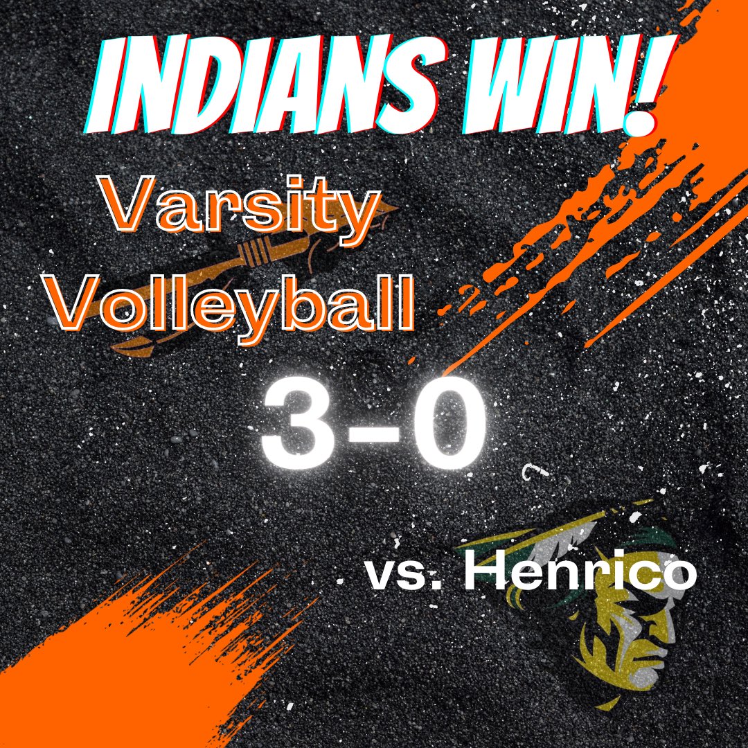 Volleyball moves on in Regional play tonight with a 3-0 win against Henrico! The Indians play again Thursday 11/3 at Courtland HS at 6pm!