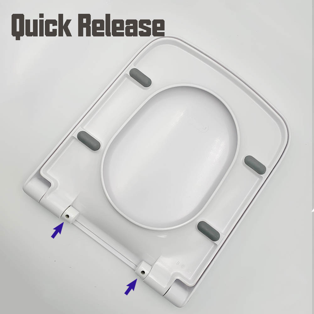 Bayen Heavy duty UF toilet seat Square Rectangular Shape Toilet Seat with Mute Soft Close Seat Cover & Quick-Release with Two Push Button Easy Top Fix Blind Hole #bathroom #toilet #toiletseat #toiletaccessories #toiletseatcover #replacement