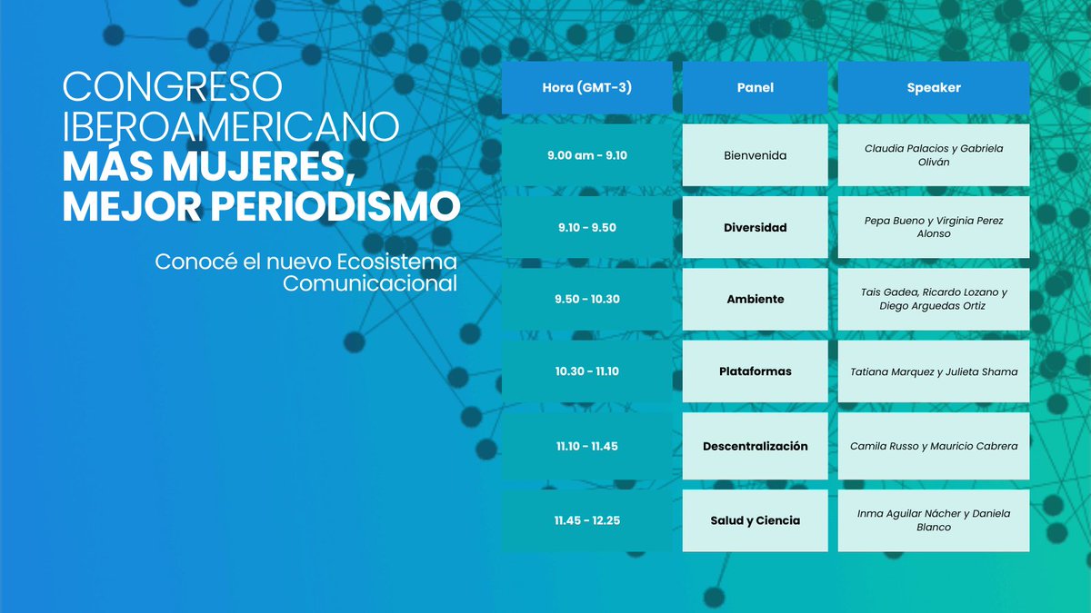 ¡Mañana es el primer CONGRESO IBEROAMERICANO MÁS MUJERES, MEJOR PERIODISMO! Todavía estas a tiempo de inscribirte sin cargo 👉🏻bit.ly/3fYeelA
Los cupos son limitados. ¡No te lo pierdas!