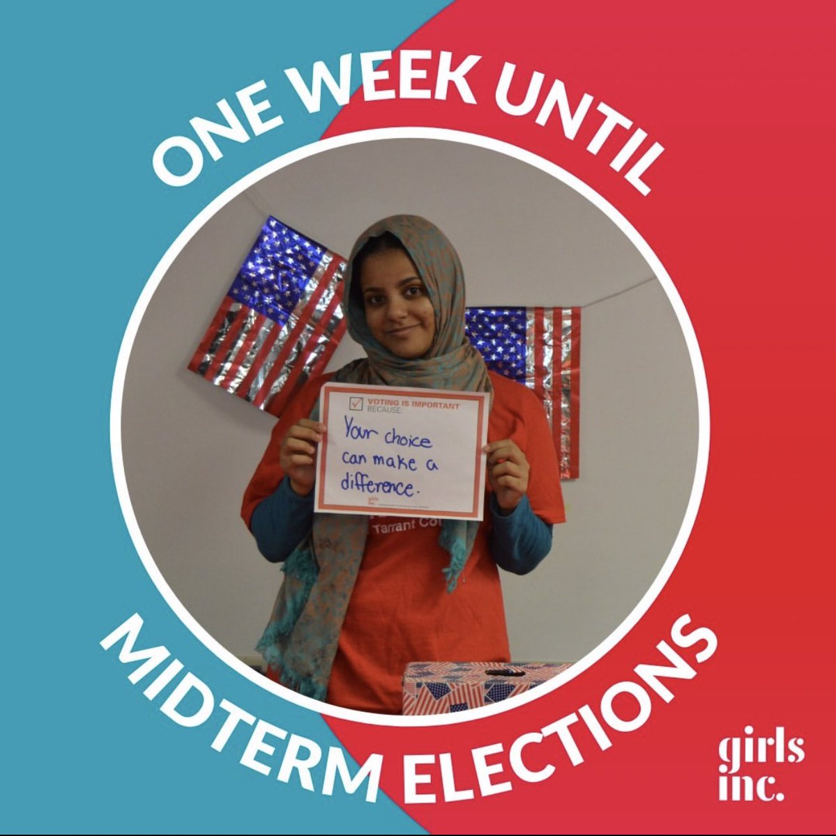 We are one week away from #ElectionDay! Research who and what is on the ballot in your local elections: ballotready.org #MidtermElections #GOTV #SheVotes #GirlsIncAction #WhenWeAllVote