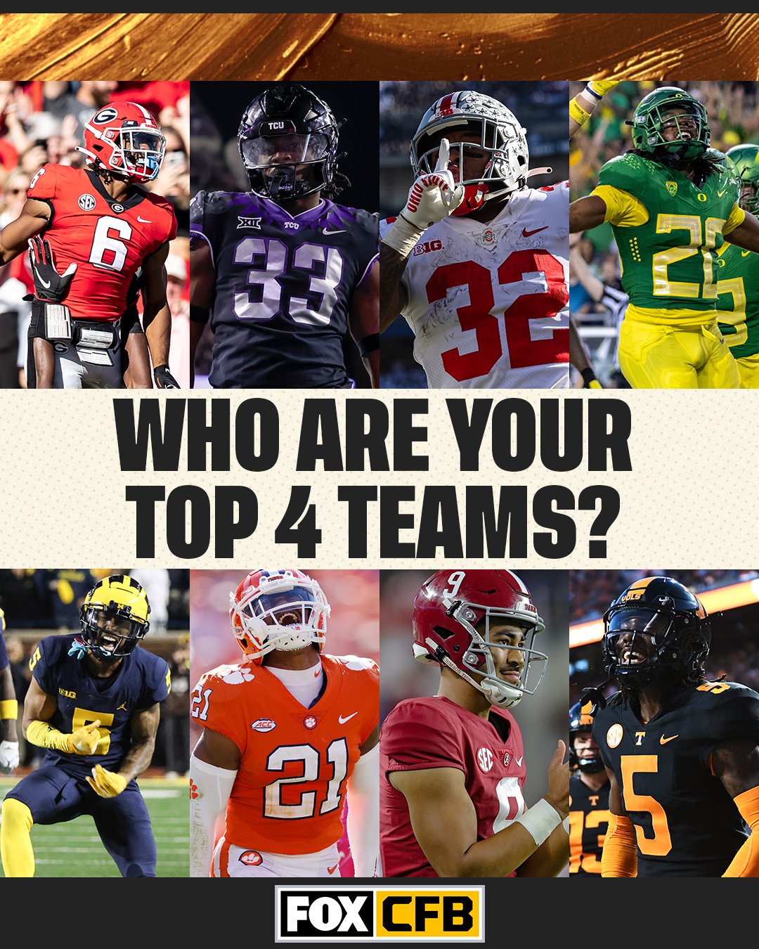 FOX College Football on Twitter "Who are your top 4 teams right now? ⬇