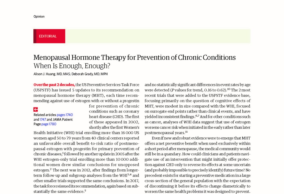 Menopausal hormone therapy: when is enough, enough? Just commented in @JAMA_current on the USPSTF's 2022 recommendation on MHT #Menopause: jamanetwork.com/journals/jama/…