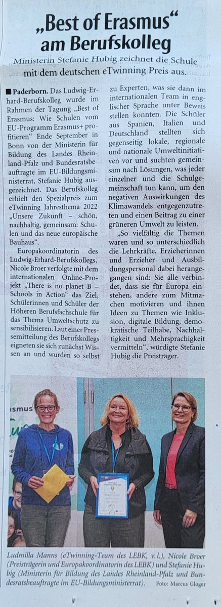 Heute erschienen in der "Neuen Westfälischen" in Paderborn.😃 Immer noch dankbar für diese einzigartigen internationalen Begegnungen im Rahmen des Online-Projektes. Thanks to my students and to my partners from Italy and Spain.  #etwinningProjekt #erasmus <a href="/kmkpad/">PAD</a> <a href="/eTwinning_DE/">eTwinning DE</a>