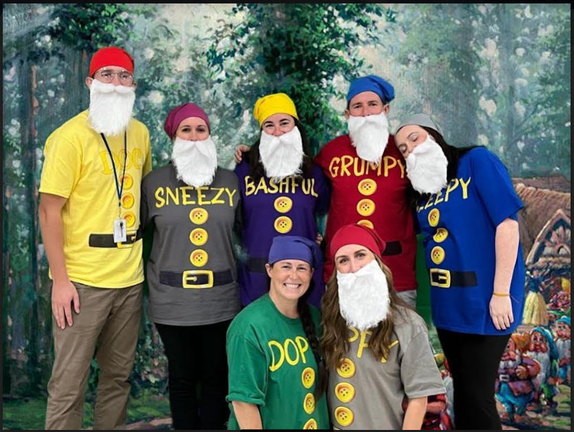 Halloween as the Seven Dwarfs. Love our team!