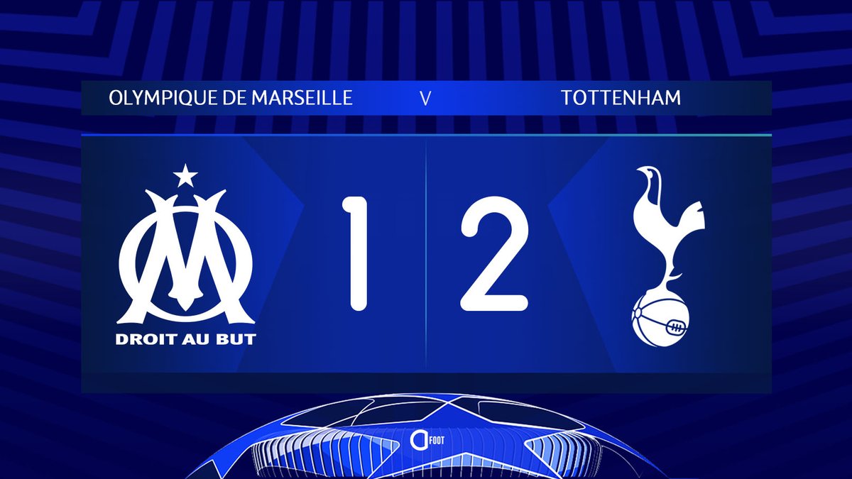 ActuFoot_'s tweet image. ⏱ TERMINÉ !

MARSEILLE 🇫🇷  1-2  🏴󠁧󠁢󠁥󠁮󠁧󠁿 TOTTENHAM

L'OM ne parvient pas à réaliser l'exploit. Pire encore, les Marseillais ne joueront même pas la Ligue Europa !