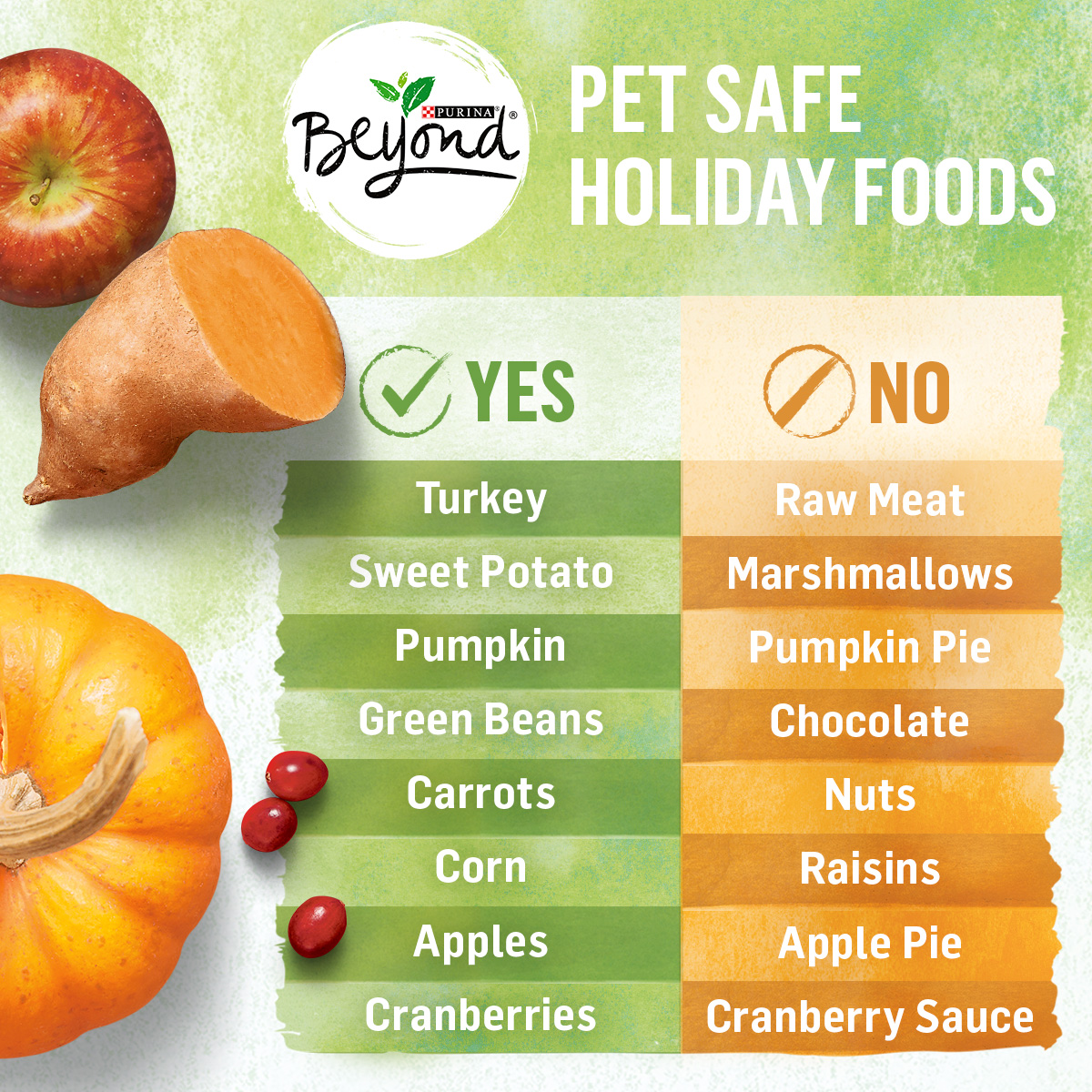 The holiday season is upon us, so we created this handy chart with tips to help you celebrate safely with your furry friends! Or, if you’d rather skip the prep work, look for our Beyond recipes featuring holiday-friendly ingredients like cage-free turkey, pumpkin &amp; sweet potato!