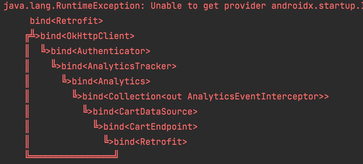 makzimi's tweet image. Faced today cyclic bug dependency bug because of lazy retrieval in #Kodein DI. Lazy retrieval in DI graph can hide your cyclic dependency mistakes. And then it will catch you off guard! Gonna write an article about it soon. #AndroidDev