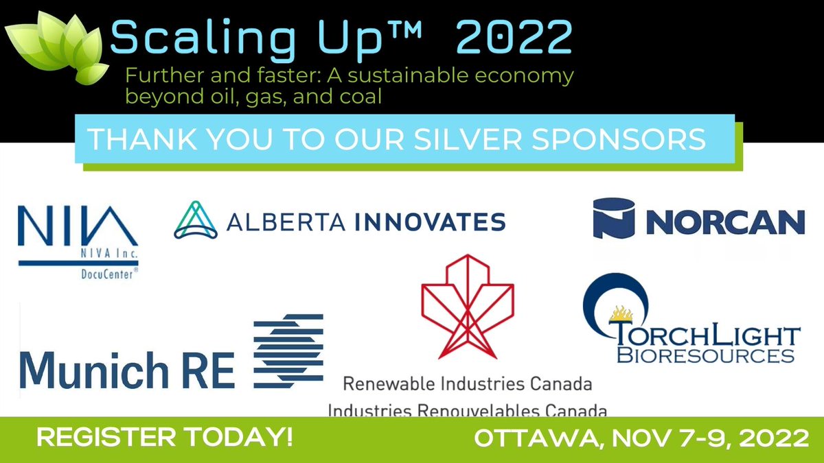 Our silver sponsors have been incredible, thank you for helping make #ScalingUp2022 a reality! 👏

Join us in Ottawa for 2 days discussing #AgTech, #Forestry, and #Sustainability opportunities in 🇨🇦, the link for tickets is in the comments ⬇️

#BioRevolution