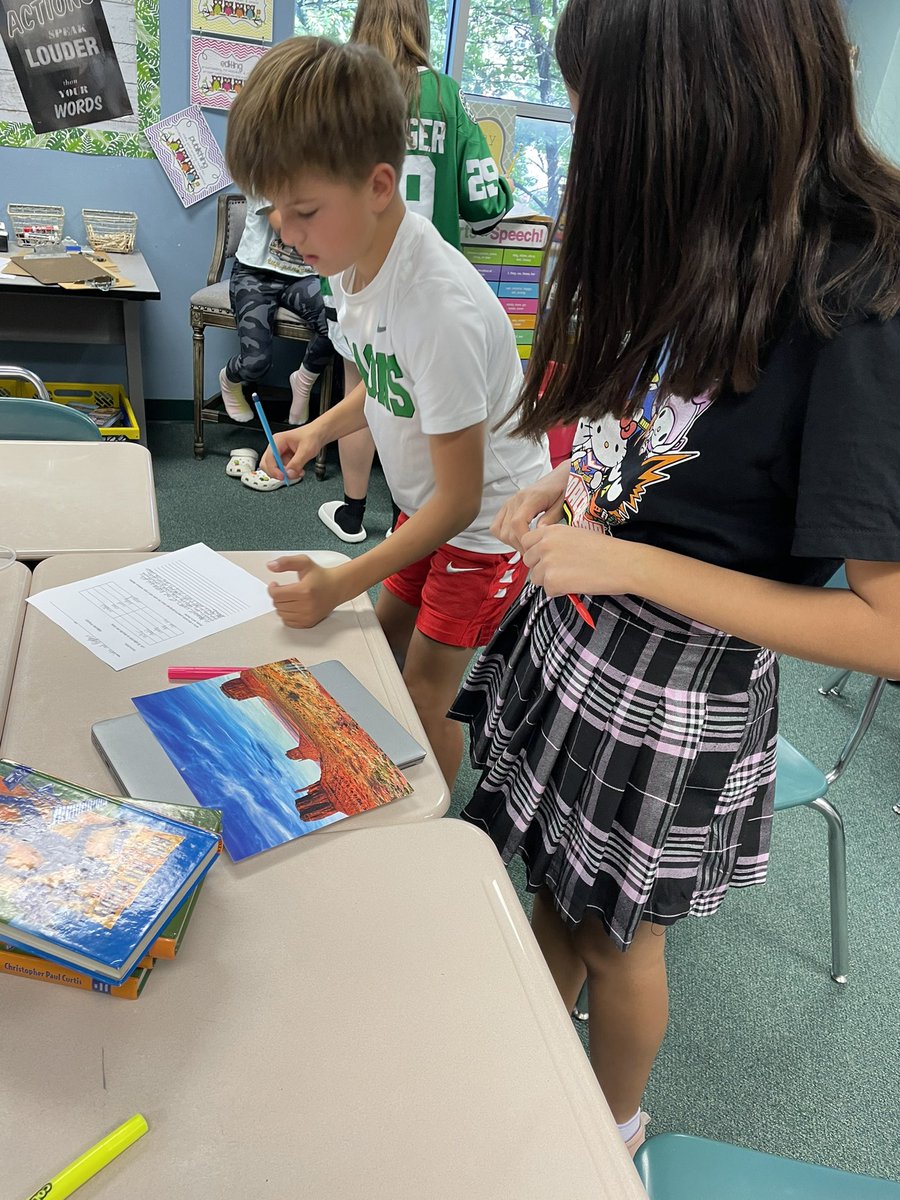 Khovanetz2's tweet photo. It’s adjective week in 6th grade, and we found some gems in photos and literature. Then we used them in original compositions. Big brain work happening right here! @EubanksDragons #EISwegrow#inspireexcellence#partnerwriting#elarules https://t.co/UnScJ13nRv