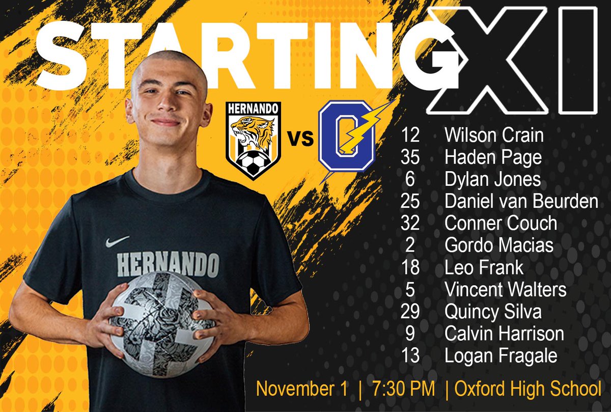 🚨GAMEDAY🚨
⚽️HHS Soccer
🗓️11/1/22
📍 Oxford High School
🆚Oxford High School
⏰Girls @ 5:30 PM
⏰Boys @ 7:30 PM