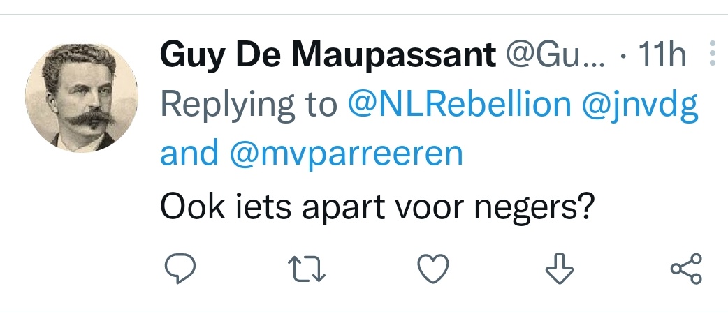 Ik heb deze reply op een van mijn tweets gerapporteerd, want #Racisme moet nooit een plek krijgen. Wordt hij niet weggehaald dan ben ik heel snel weg van twitter.
cc <a href="/NLRebellion/">Extinction Rebellion Nederland</a>  <a href="/mvparreeren/">Michiel</a>