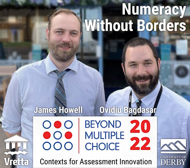 BagdasarO's tweet photo. Join @DerbyUni's Ovidiu Bagdasar and James Howell from @VrettaInc for a talk on #Numercy Without Borders at 10:50 am EDT, at the Beyond Multiple Choice conference (#BMC2022) tomorrow (2.11.22).
Program: https://t.co/HwNKbURDMs
Register for free: https://t.co/6WgZBKABuq https://t.co/K4FLIz0AfY