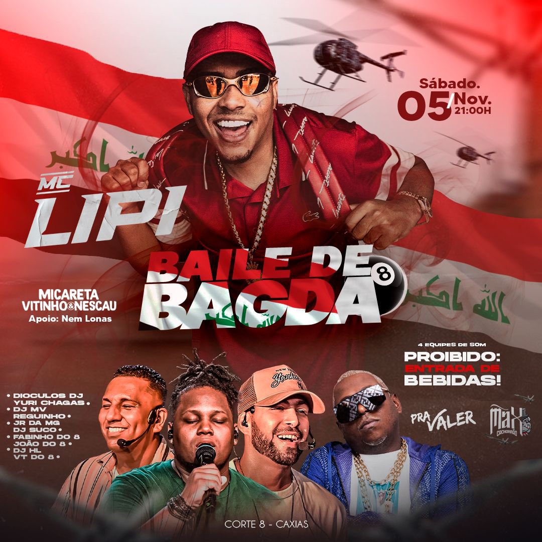 bailedocorte8's tweet photo. SABADÃO TODOS OS CAMINHOS TE LEVAM PARA O BAILE DO CORTE 8 O MELHOR BAILE DA BAIXADA!!!

BAILE DE BAGDÁ APRESENTA: MC LIPI + MC MAX + GRUPO PRA VALER - SÁBADO NÓS PARA TUDO DE NOVO!!! 🇮🇶🎱🚩 https://t.co/kPocw8hBvS