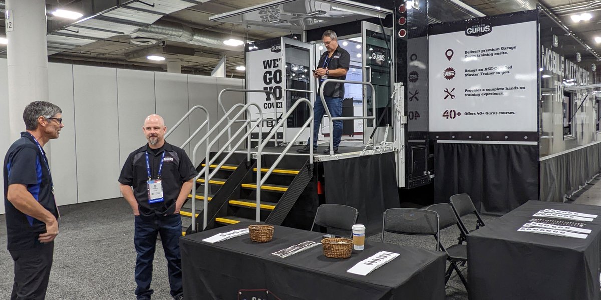 GarageGurus's tweet photo. It’s the first day of @AAPEXShow. Stop by our Garage Gurus Mobile Automotive Training Center located down the main aisle of Repair Shop HQ.
#AAPEX22 #GarageGurus https://t.co/ON4tTbkqsX