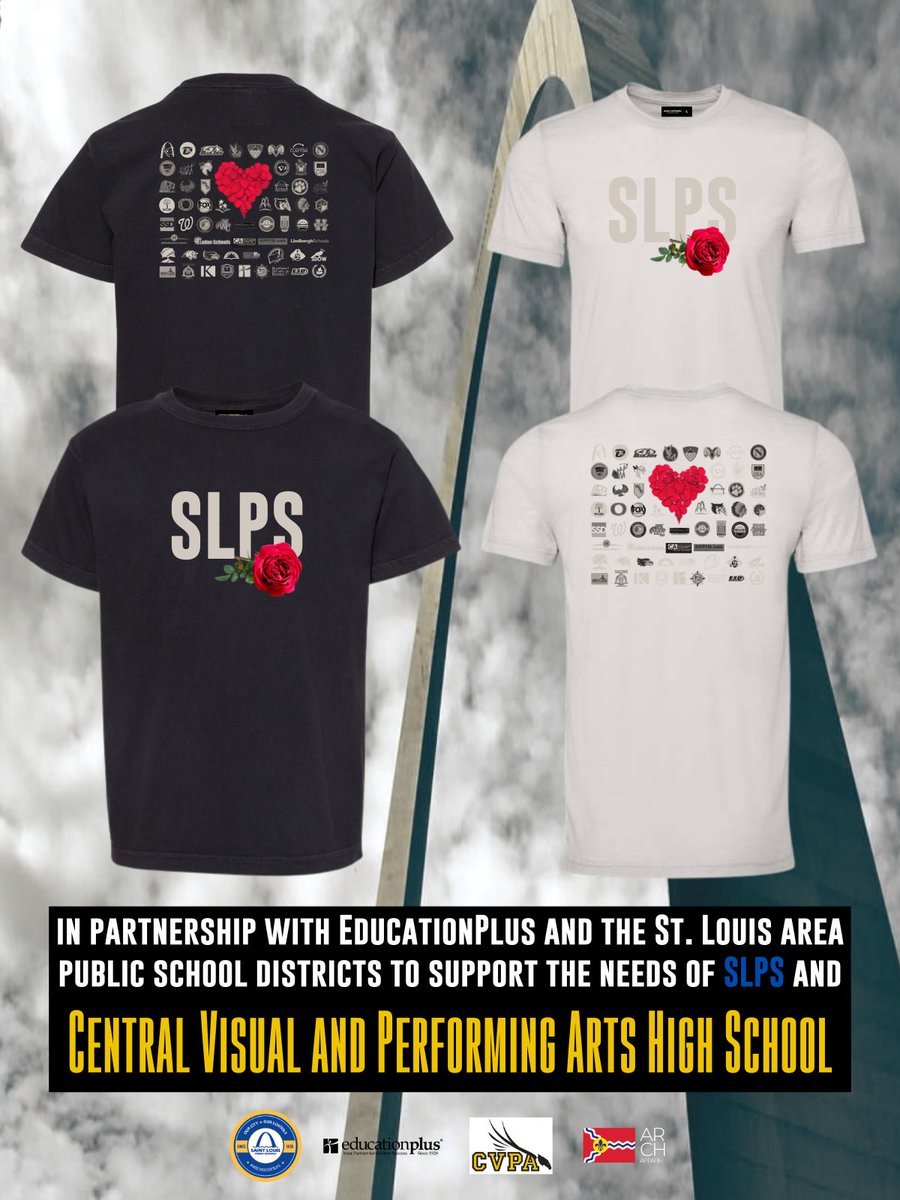 EducPlus's tweet photo. We are pleased to partner with @ArchApparel_STL to create a t-shirt to show our support of SLPS in the wake of last week’s shooting. Proceeds will support ongoing needs of #SLPS &amp; #CVPA. 
T-shirts are available for purchase for one week only! https://t.co/jjmExesHC2 #STLedu https://t.co/nlGu5QIQZz