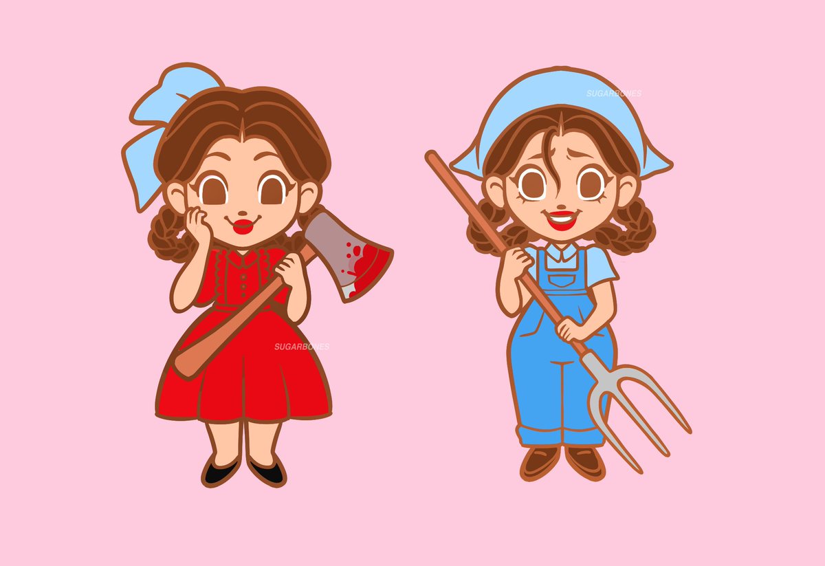 red dress axe overalls dress braid holding brown hair  illustration images