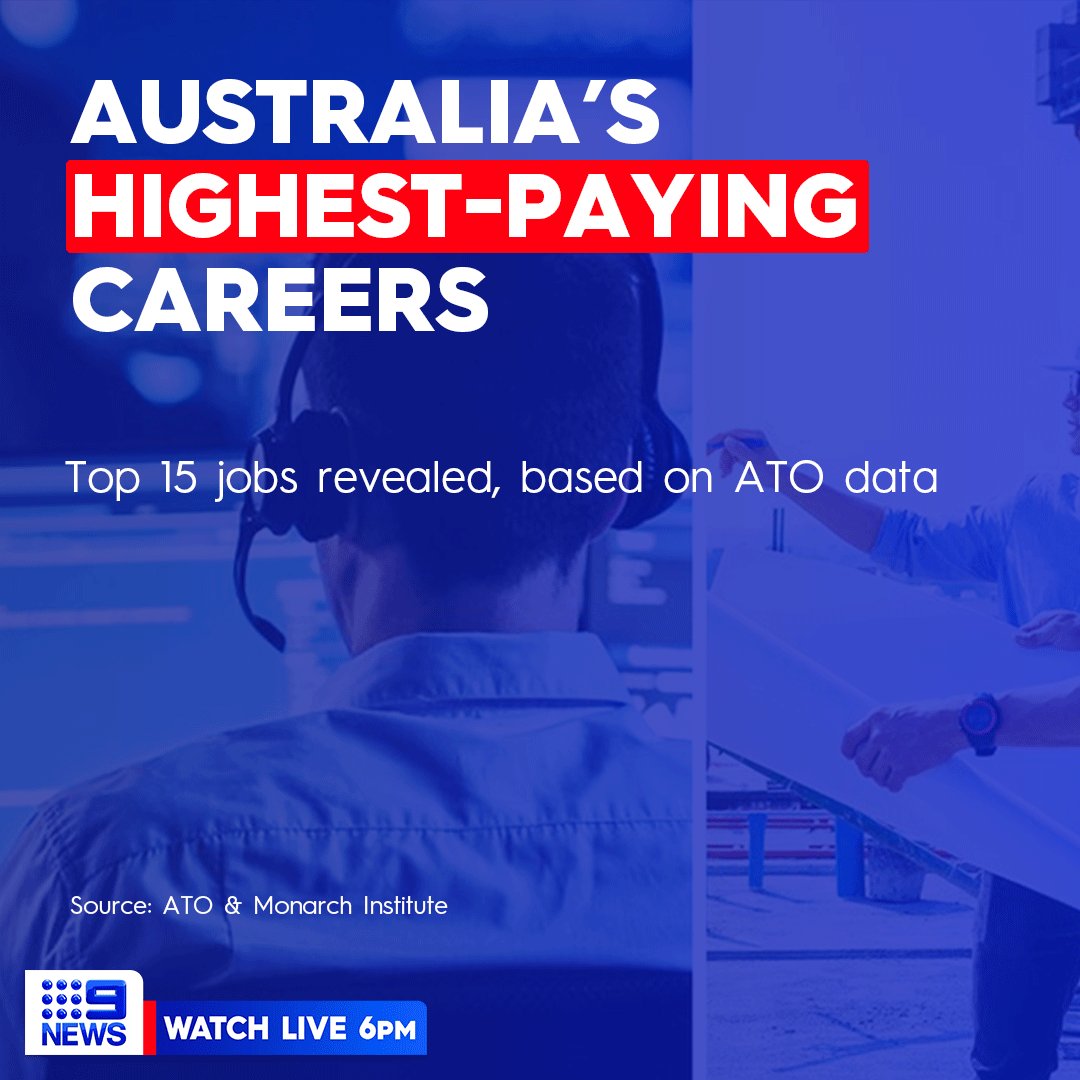 9NewsAUS's tweet photo. The highest-paid jobs in Australia have been revealed - and there are a few entrants that might leave you surprised.

FULL LIST: https://t.co/K77uugriFJ

#9News https://t.co/TDpLG73289