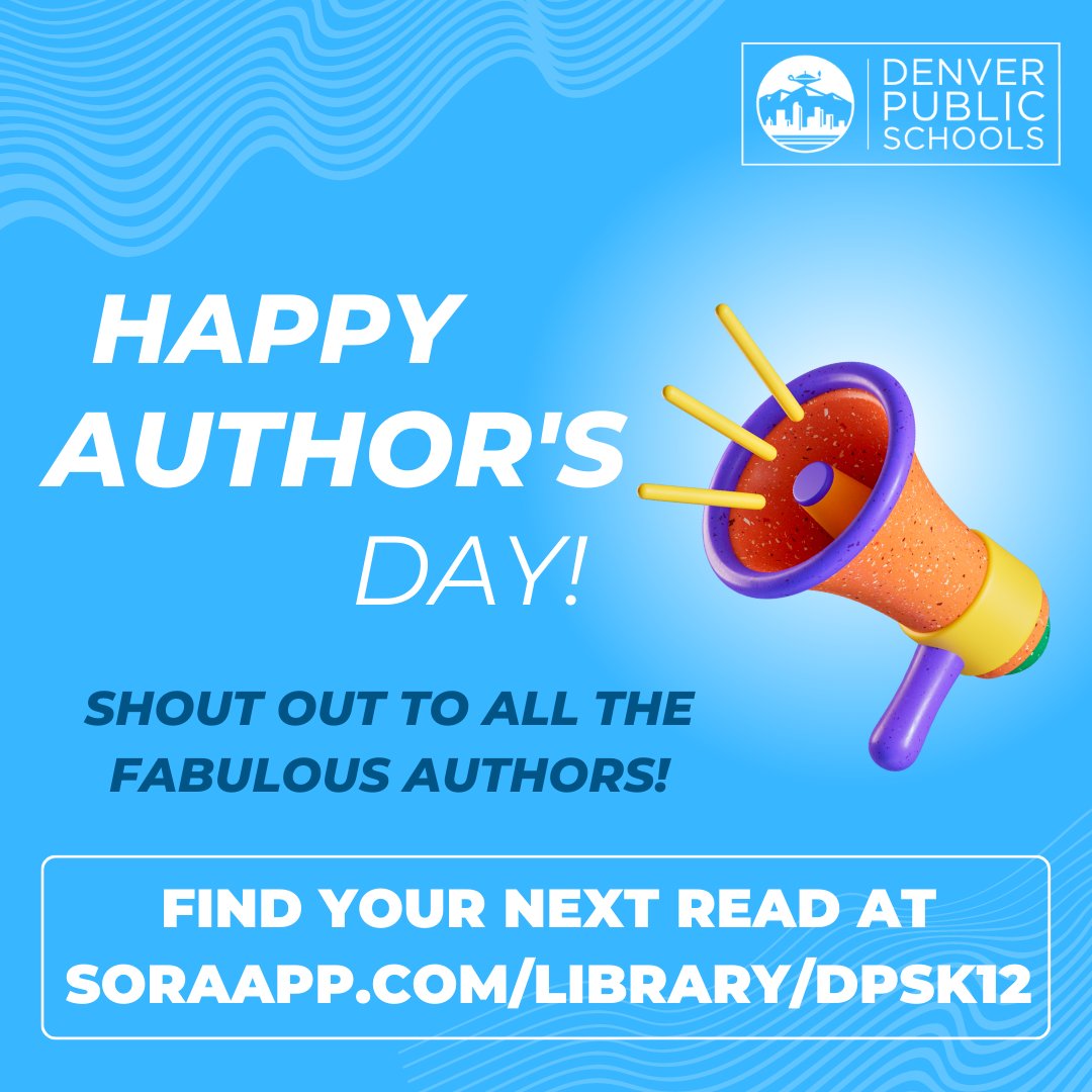 It's Author's Day. We appreciate you!
Find your next read at soraapp.com/library/dpsk12
#DPSReads #Sora @DPSNewsNow