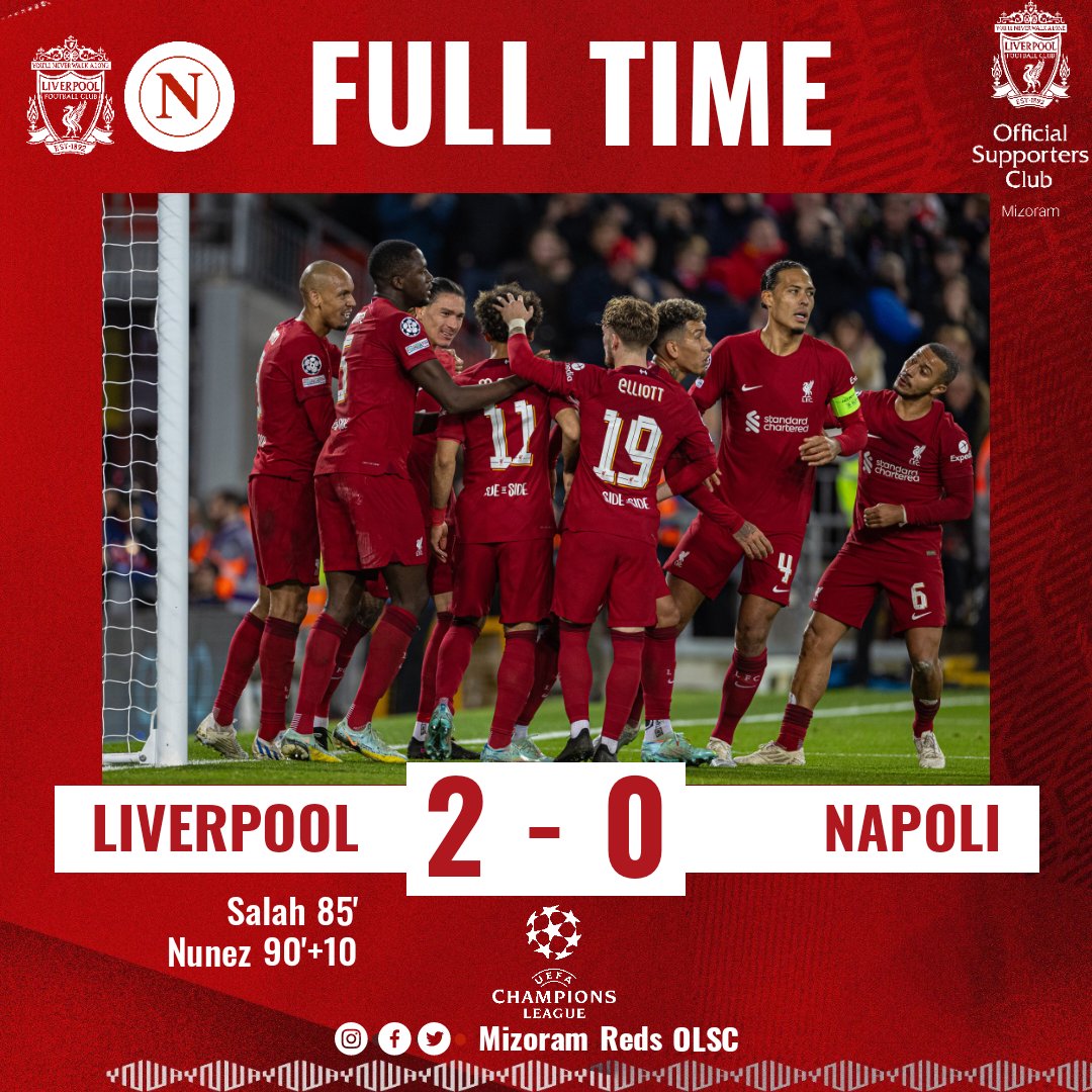 Another win at European night. 2 late goals from Salah and Nunez helps the team beats the unbeaten! #LIVNAP #LFC #LiverpoolFC #ChampionsLeague #UCL #WalkOn #YNWA