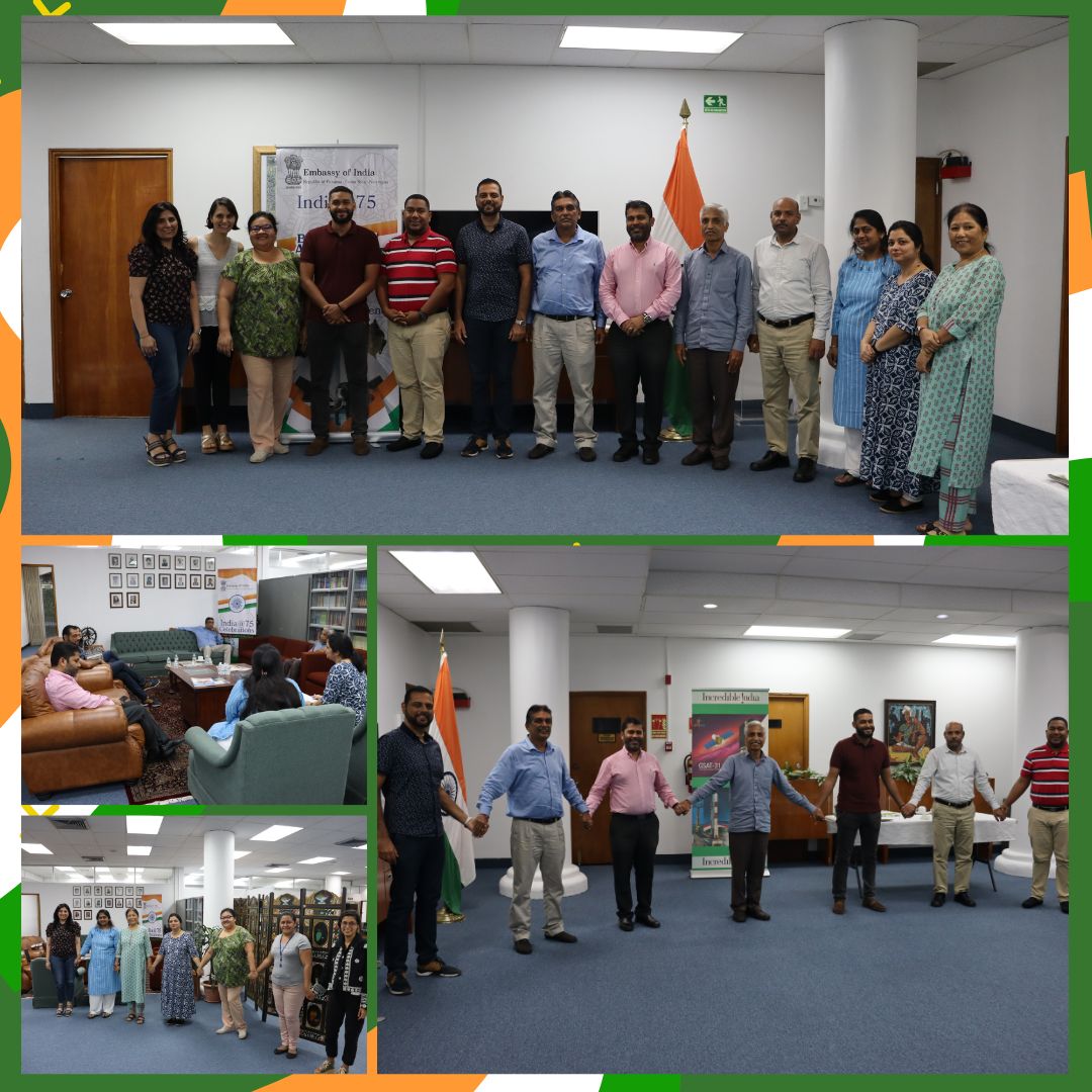 IndiainPanama's tweet image. #NationalUnityDay2022 was celebrated by strengthening the bond of unity over UNI-Tea and #UnityChain by the officials of the Embassy and the Heads of Indian Associations in the Embassy premises. #unityday2022 #RashtriyaEktaDiwas2022 
@MEAIndia @IndianDiplomacy @MinOfCultureGoI