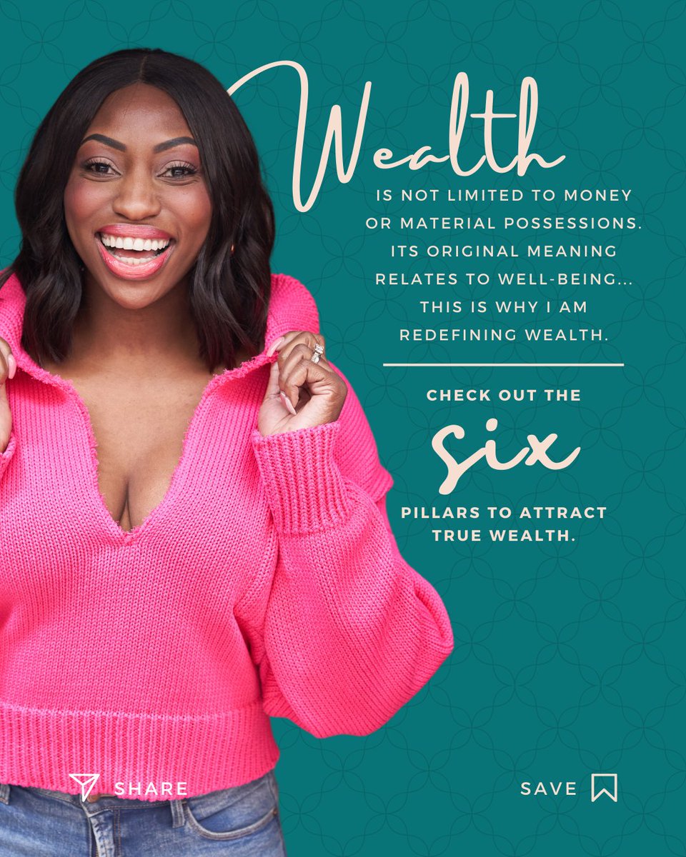 SeekWisdomPCW's tweet photo. Money is a result of understanding what you want and who you have to become to actually receive it.

Redefine Wealth for Yourself with the 6 Pillars of Wealth ✨

#sixpillarsofwealth 
#scalingjoy  #redefiningwealth #patricewashington https://t.co/bh5K9f7sA9