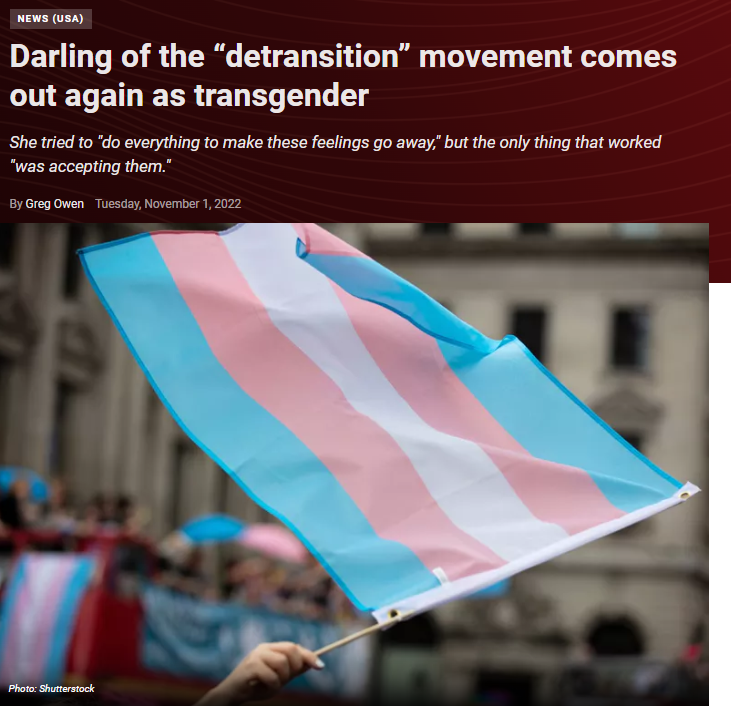 I know Ky, and she's pretty incredible. This is a reminder that over 60% of those who detransition will likely retransition later in life.

This is yet another similarity the political detrans movement has with the ex-gay movement.