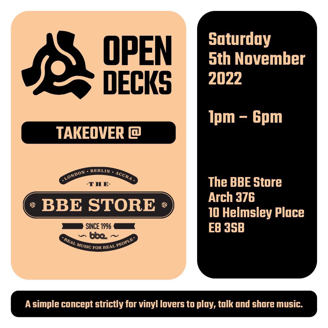 Open Decks UK (@opendecksuk) on Twitter photo Open Decks takeover the <a href="/the_bbe_store/">The BBE Store</a> this Saturday. More info on the Facebook event page if you want to play on the day. #vinyl #vinylrecords #vinyladdict #vinylcollection #recordcollection Open Decks takeover the <a href="/the_bbe_store/">The BBE Store</a> this Saturday. More info on the Facebook event page if you want to play on the day. #vinyl #vinylrecords #vinyladdict #vinylcollection #recordcollection