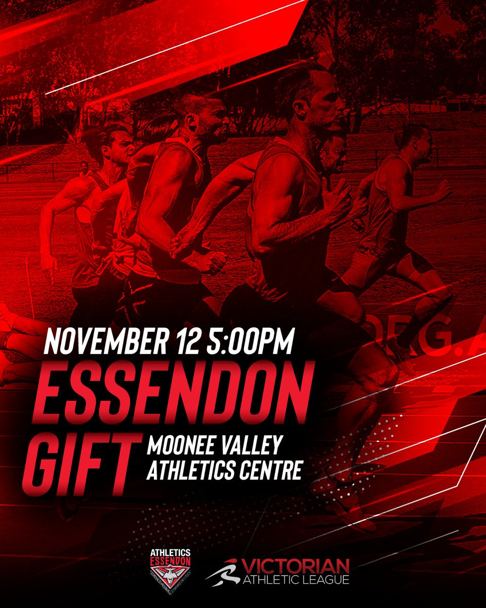 fixonmediaaus's tweet photo. ππ»ββοΈ We wish the best of luck to all the athletes participating at tomorrow's @AthsEssendon 2022 Gift, as part of the @VicAthLeague.
The first event starts at 5pm, with the $2000 Men's and Women's Gifts from 9:26pm onwards!
#fixonthat #essendongift https://t.co/XuOxLLdOmM