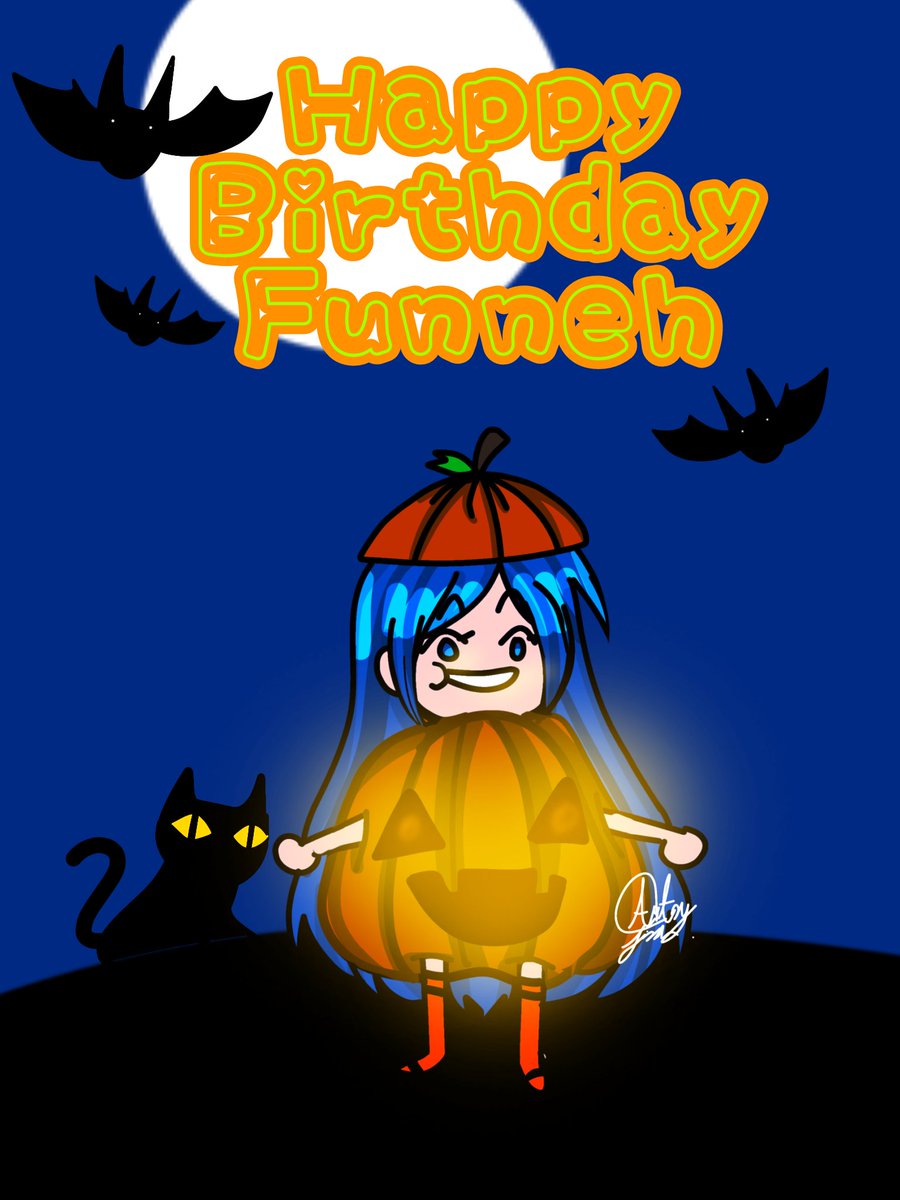 ArtsyLisah's tweet photo. HAPPY LATE BIRTHDAY FUNNEH!! I am so sorry for the delay but wish you a happy life ❤️ and here's the last part and Funneh as a Pumpkin! #krew #krewfanart #kftwt #Hapoybirthday #itsfunneh #FunnehWeen #digitalart #kfmoots https://t.co/WfG2V3F6Ap