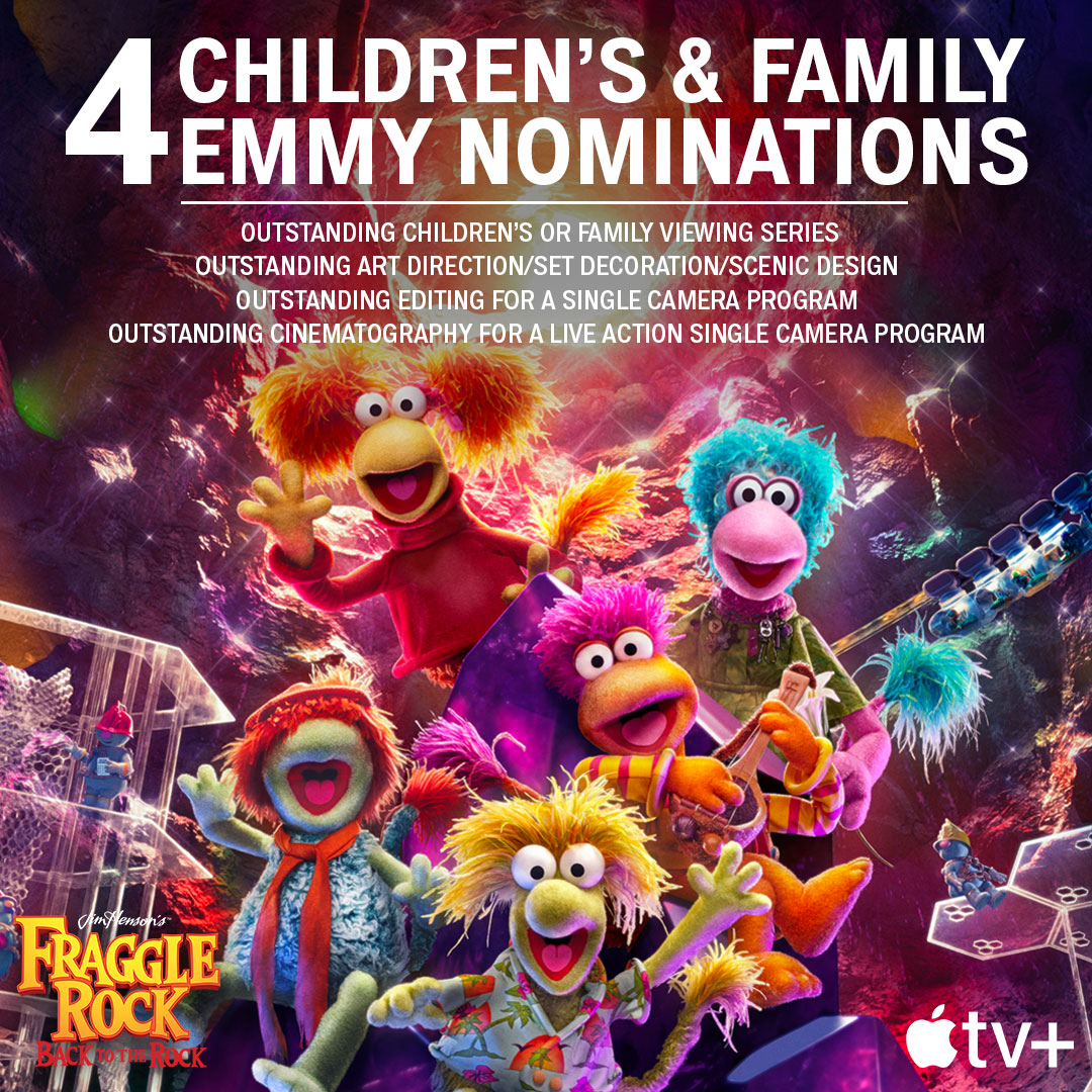 Congratulations to the incredible team of Fraggle Rock: Back to the Rock on the show’s multiple Emmy nominations. We couldn’t be happier to see these real-life hard-working Doozers get the recognition they deserve! #FraggleRock #JimHensonCompany @AppleTVPlus @hensoncompany