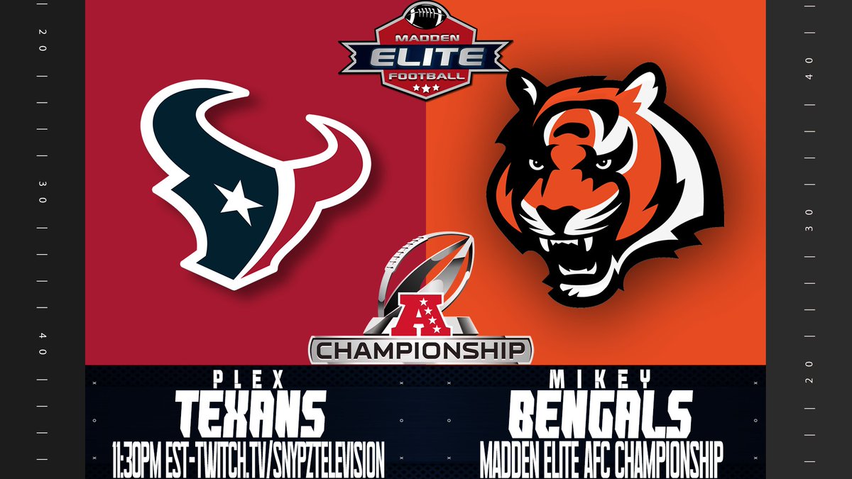 Madden_MEFL's tweet photo. MEFL AFC Championship on deck!
Bengals (Mikey) vs Texans (Plex) 

Live on @snypztv 

Come check us out! https://t.co/wrEfXUAfYr